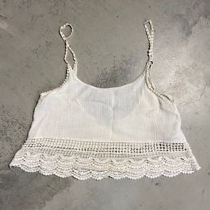 Zara Trafaluc Crochet Cotton Strappy Top - Cream - Size L